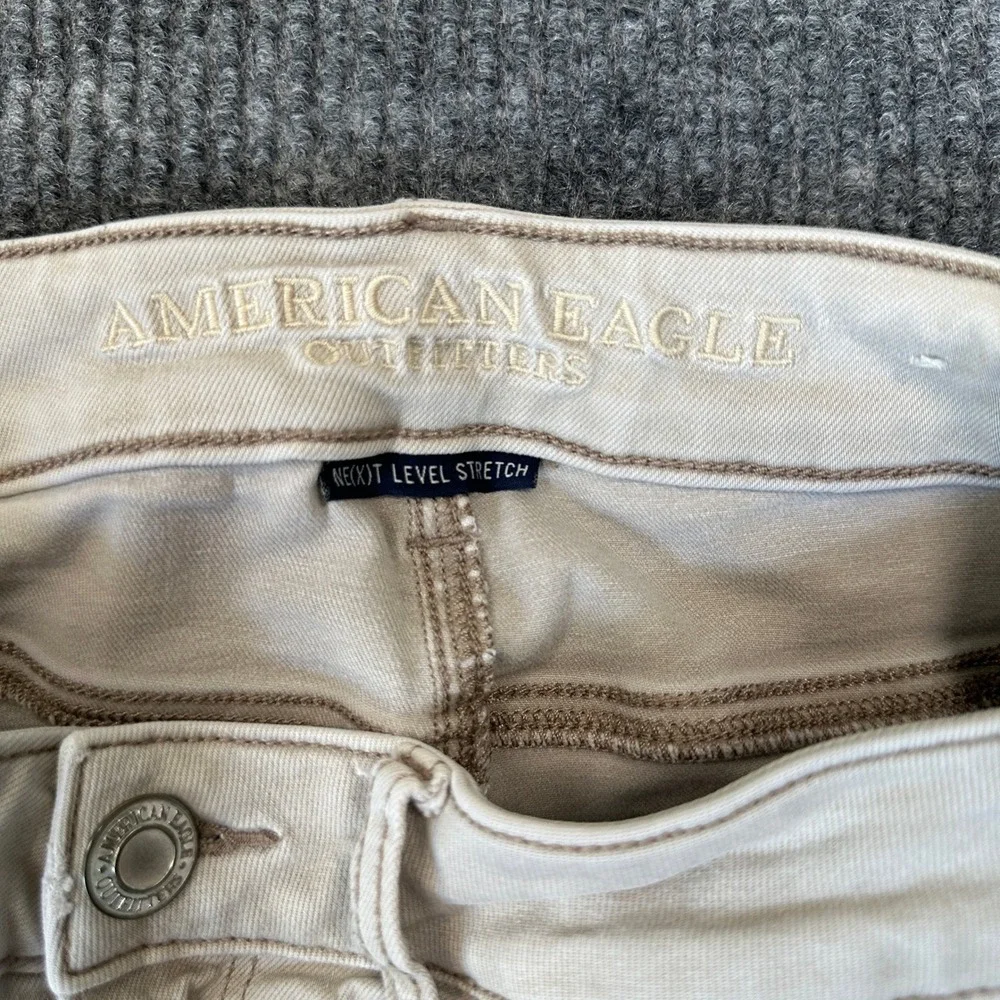 American Eagle Womens Ne(x)t Level Stretch Skinny Jeans 8 Tan Distressed Denim
